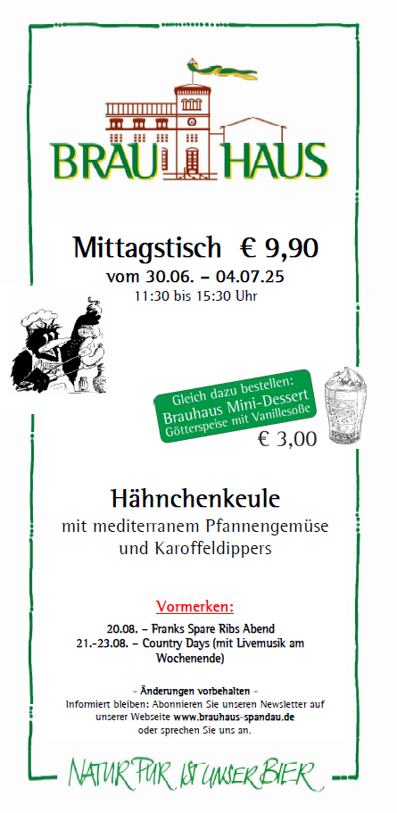 Wochengericht Brauhaus Mittagsteller