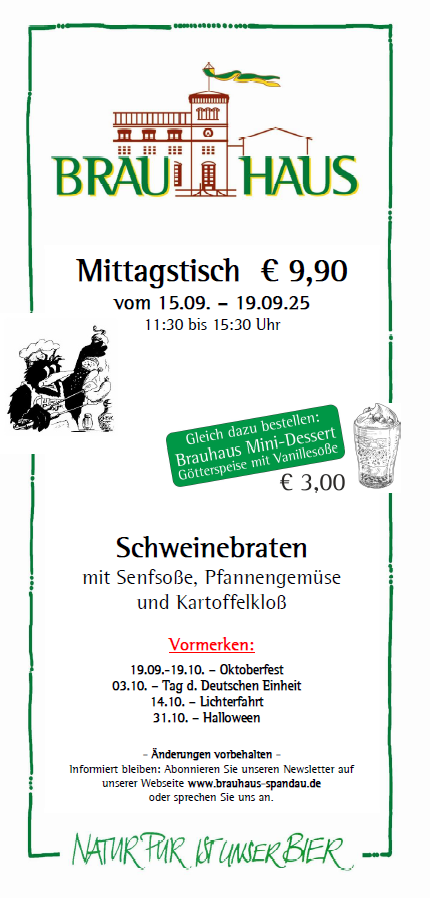 Wochengericht Brauhaus Mittagsteller