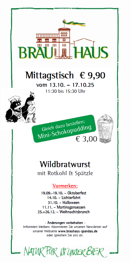 Wochengericht Brauhaus Mittagsteller