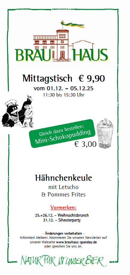 Wochengericht Brauhaus Mittagsteller