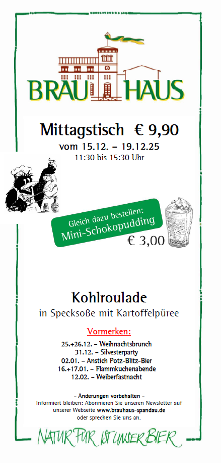 Wochengericht Brauhaus Mittagsteller
