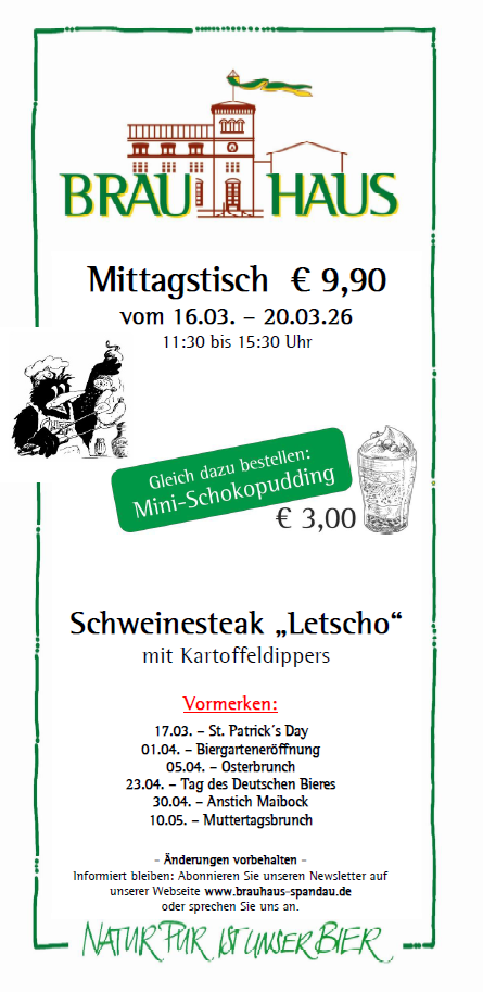 Wochengericht Brauhaus Mittagsteller