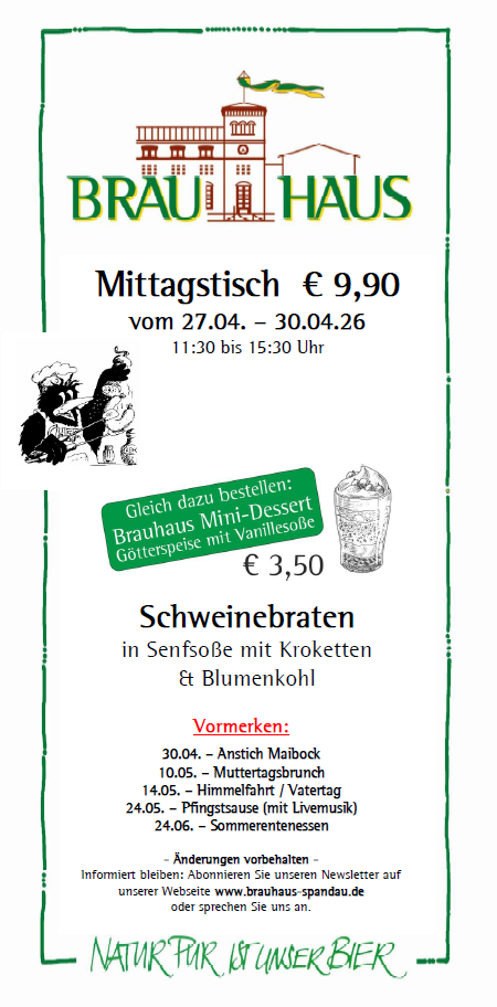 Wochengericht Brauhaus Mittagsteller