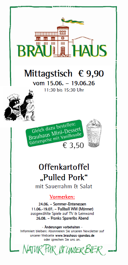 Wochengericht Brauhaus Mittagsteller