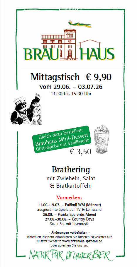 Wochengericht Brauhaus Mittagsteller