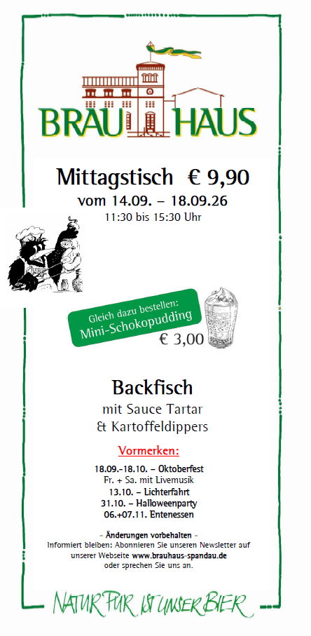 Wochengericht Brauhaus Mittagsteller
