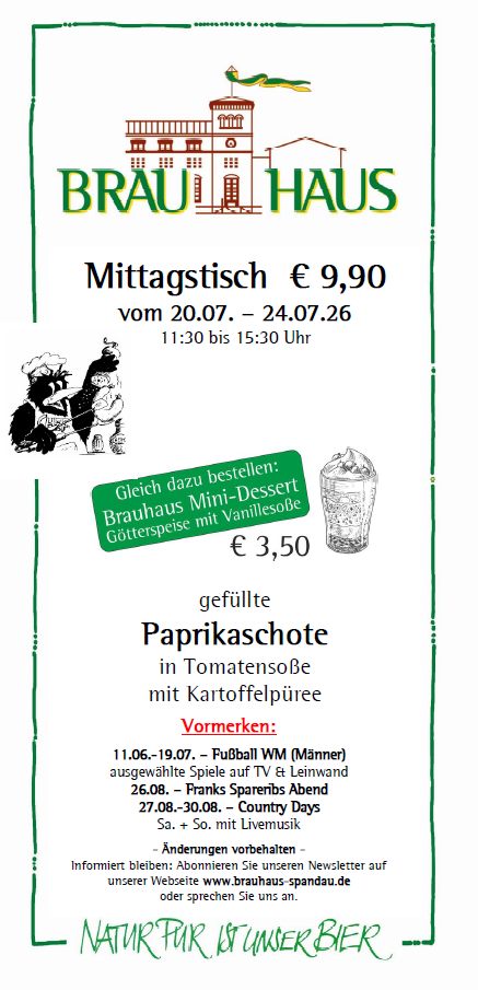 Wochengericht Brauhaus Mittagsteller