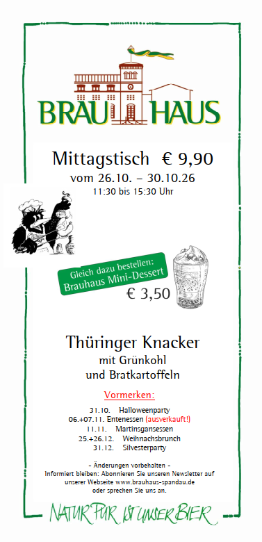 Wochengericht Brauhaus Mittagsteller